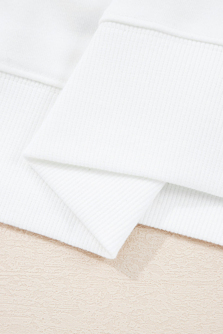 Beige Big Bow Pattern Plus Size Drop Shoulder Sweatshirt