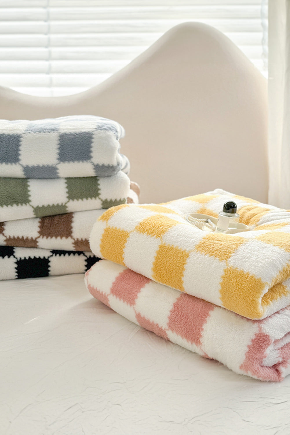 Checkered Fluffy Coral Fleece Blanket