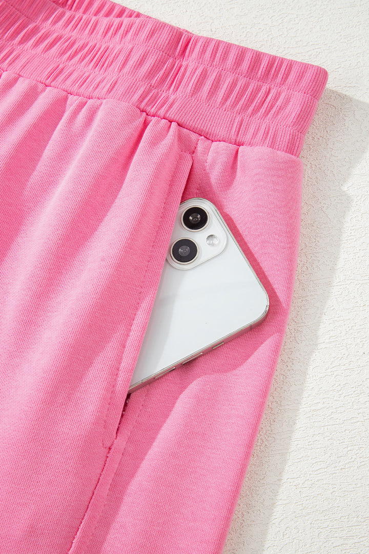 Sachet Pink Slim Ribbed Tank Top and Sweatpants Set