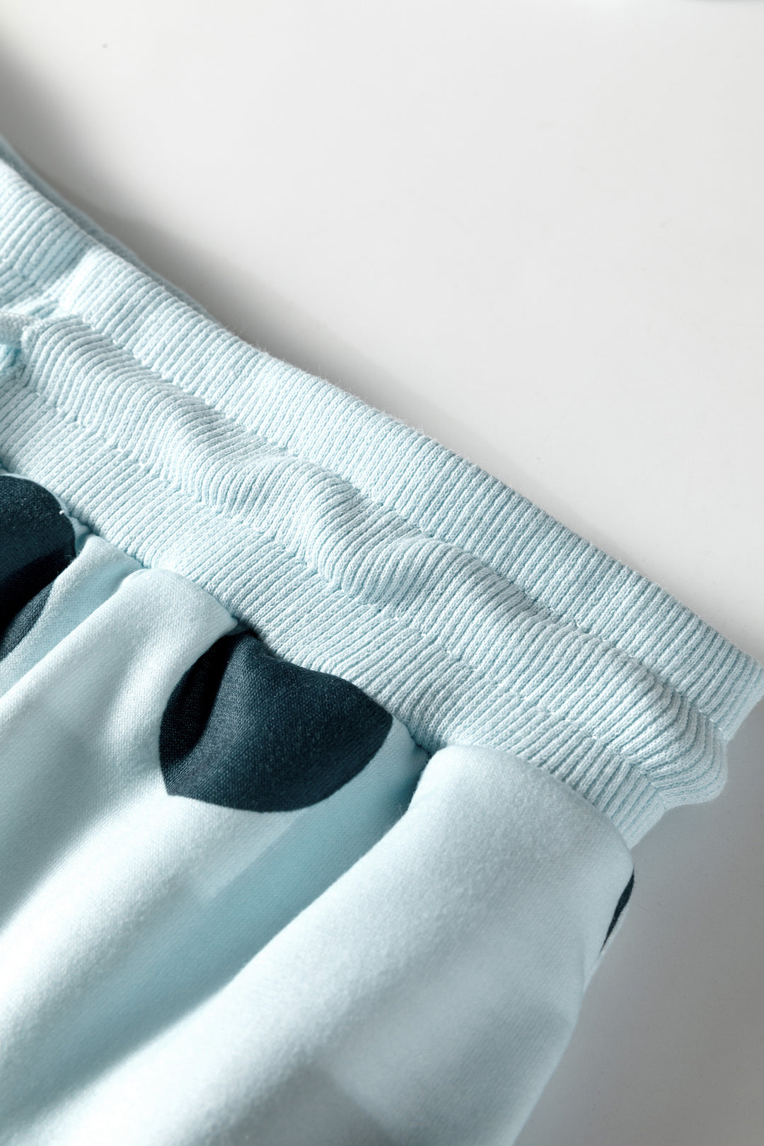 Polka Dot Print Drop Shoulder Pullover Drawstring Shorts Set