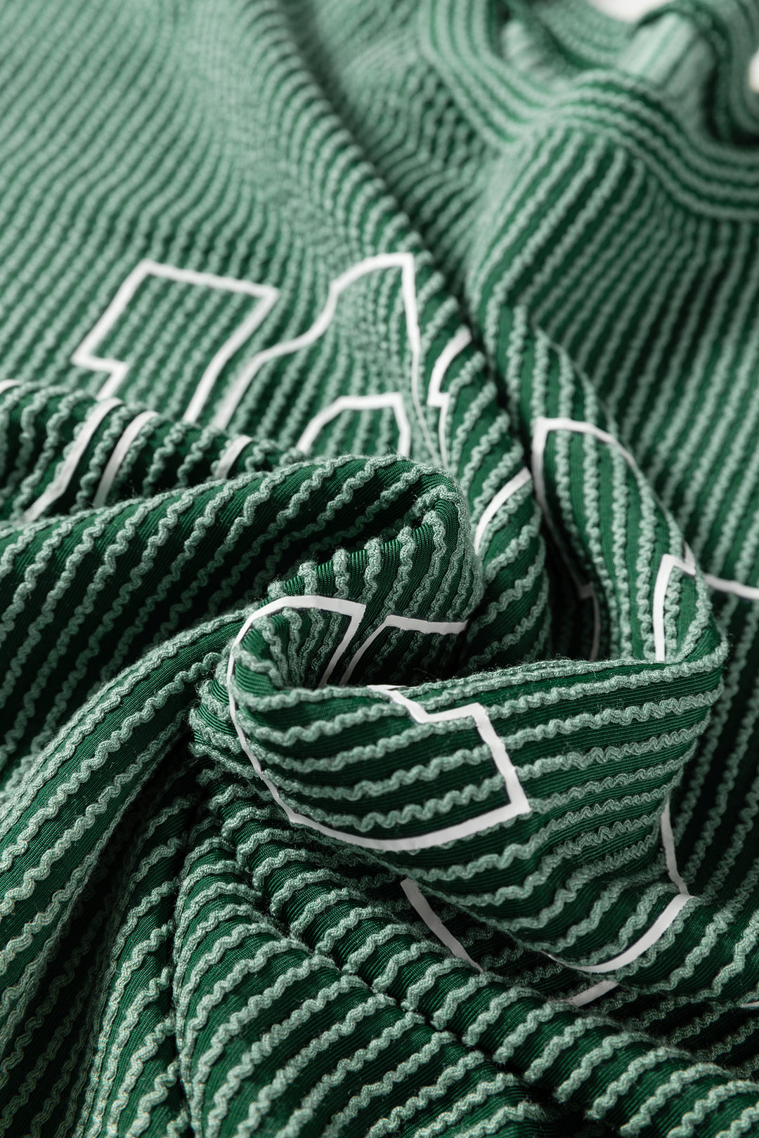 Green Twisted Rib Outlined Merry Letter Graphic Loose Long Sleeve Top