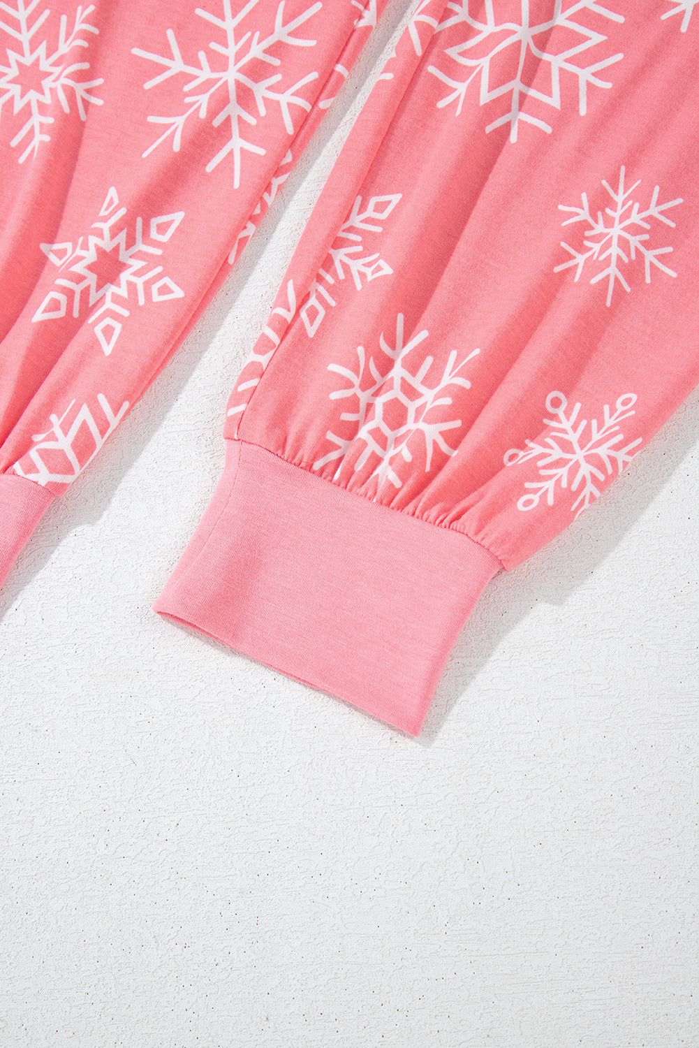 Pink Christmas Snowflake Print Two Piece Loungewear