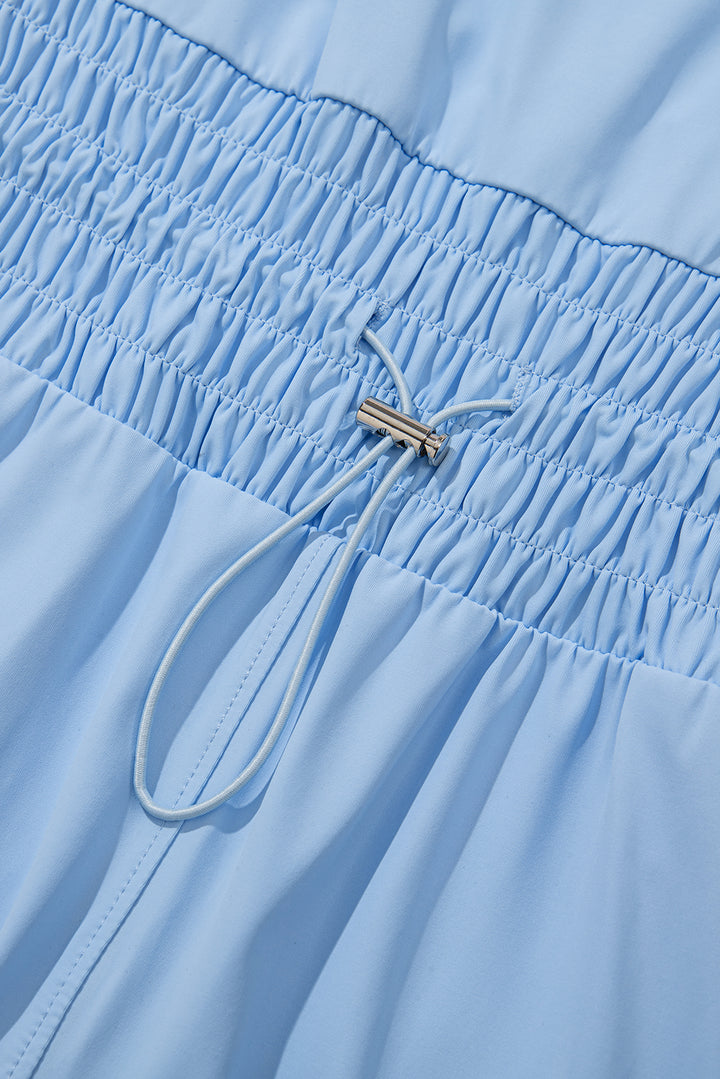 Myosotis Plain Sleeveless Loop Drawstring Cinched Waist Romper