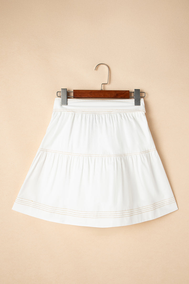 White Knot High Waist Casual Mini Skirt