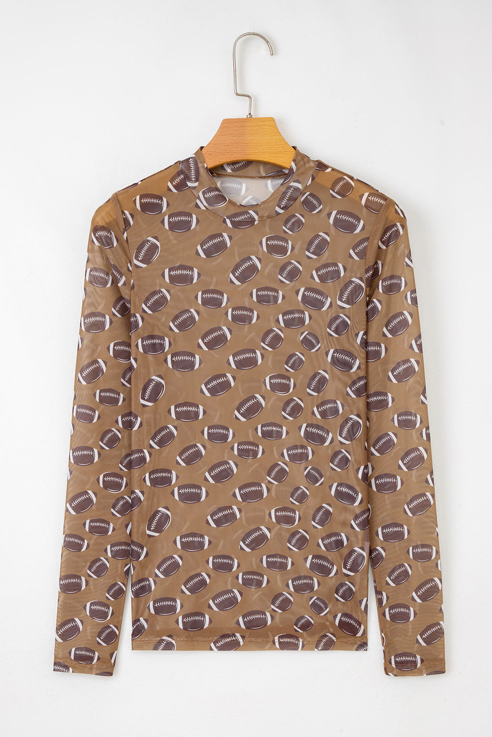 Game Day football Mesh Sheer Long Sleeve Top