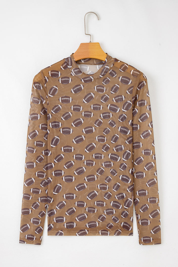 Game Day football Mesh Sheer Long Sleeve Top