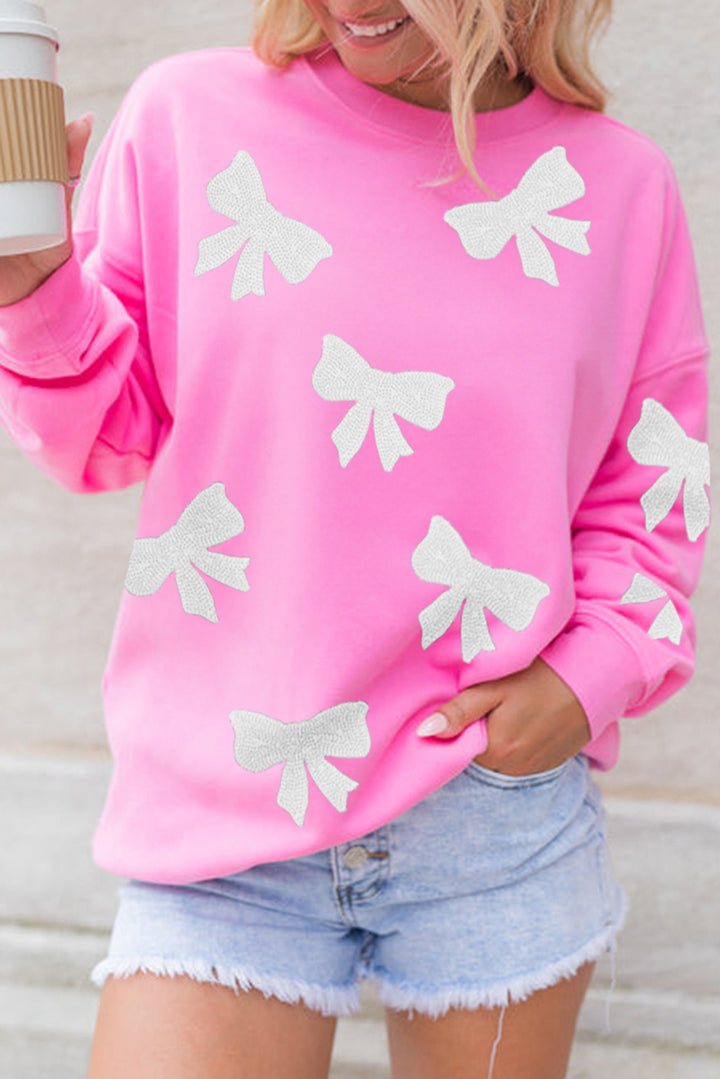 Bonbon Bowknot Graphic Drop Shoulder Pullover Sweatshirt