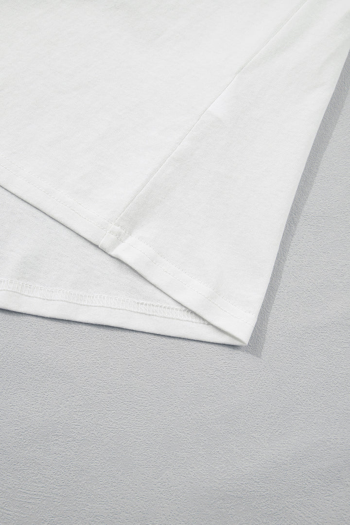 White Plus Size Leopard Bow Embroidered Patch Casual T Shirt