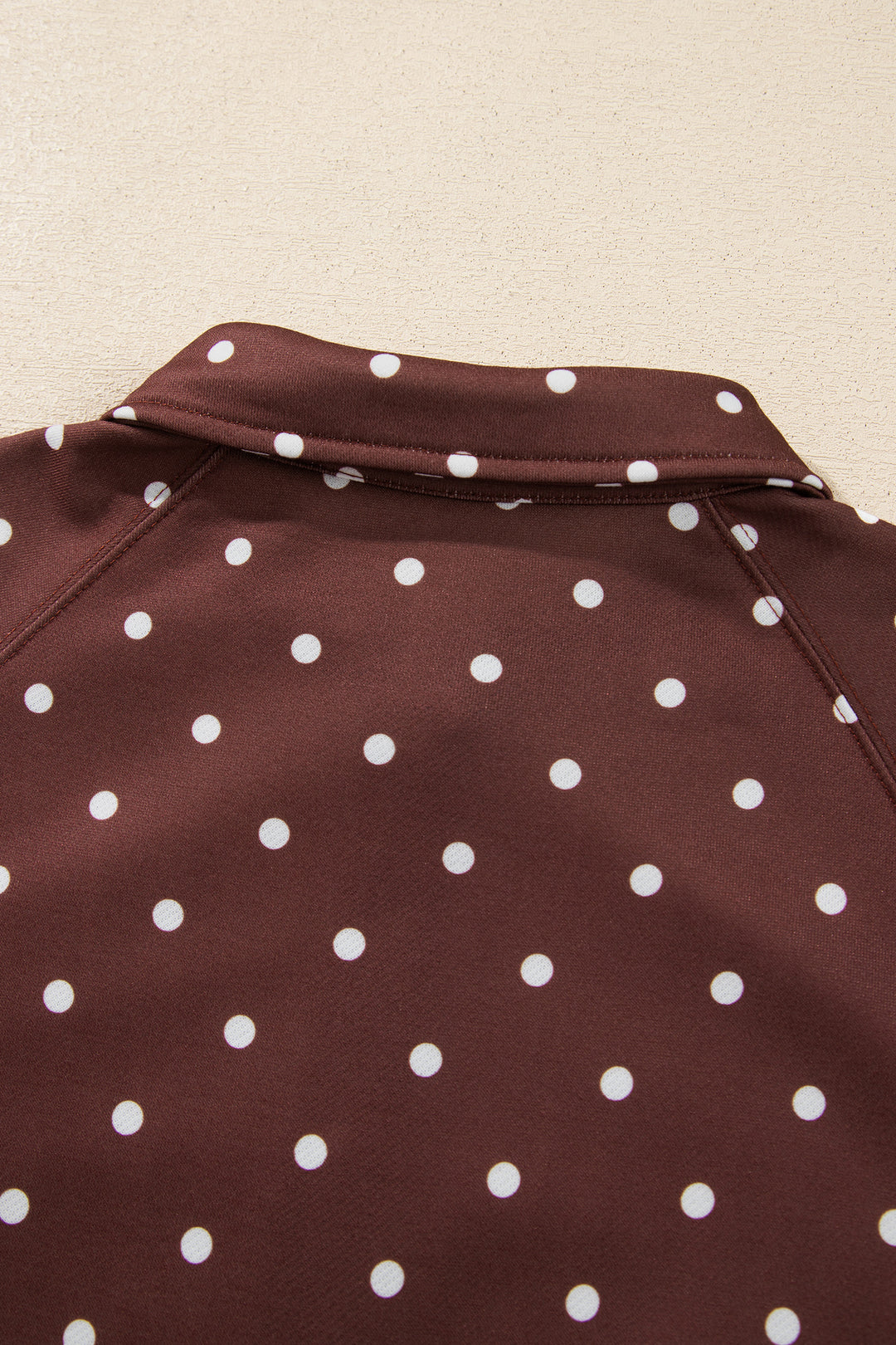 Polka Dot Print Metal Button Collar Casual Pullover Sweatshirt
