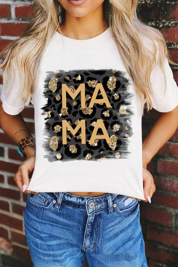 a woman wearing a t - shirt that says ma ma