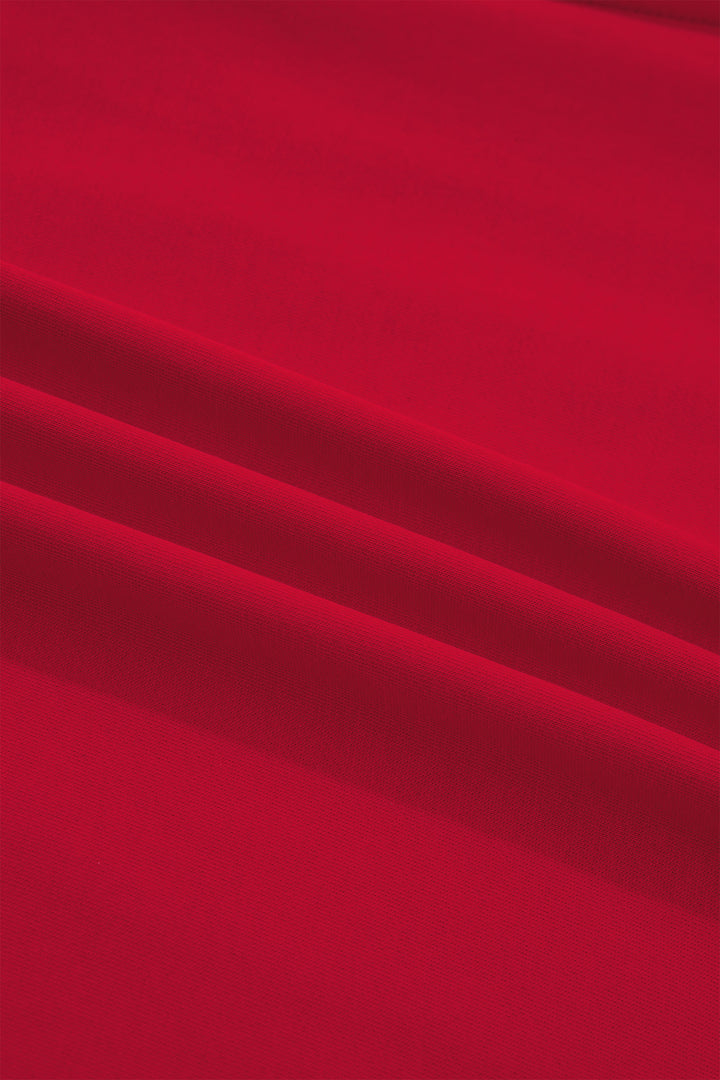 Racing Red GEORGIA Letter Printed Raw Seam Drop Shoulder Loose Tee