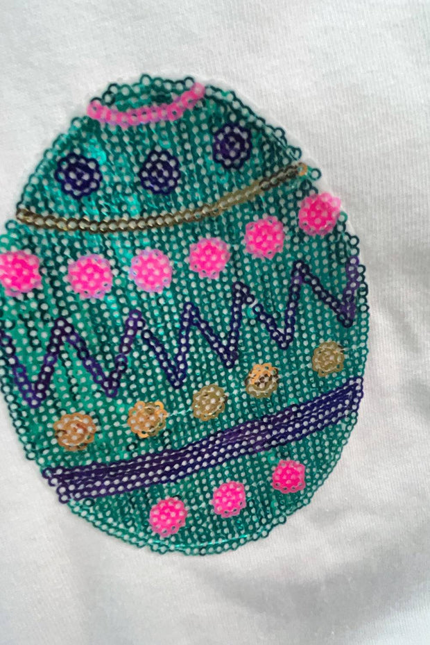 Easter Sequin Egg Print Drop Shoulder Oversized Sweatshirt -