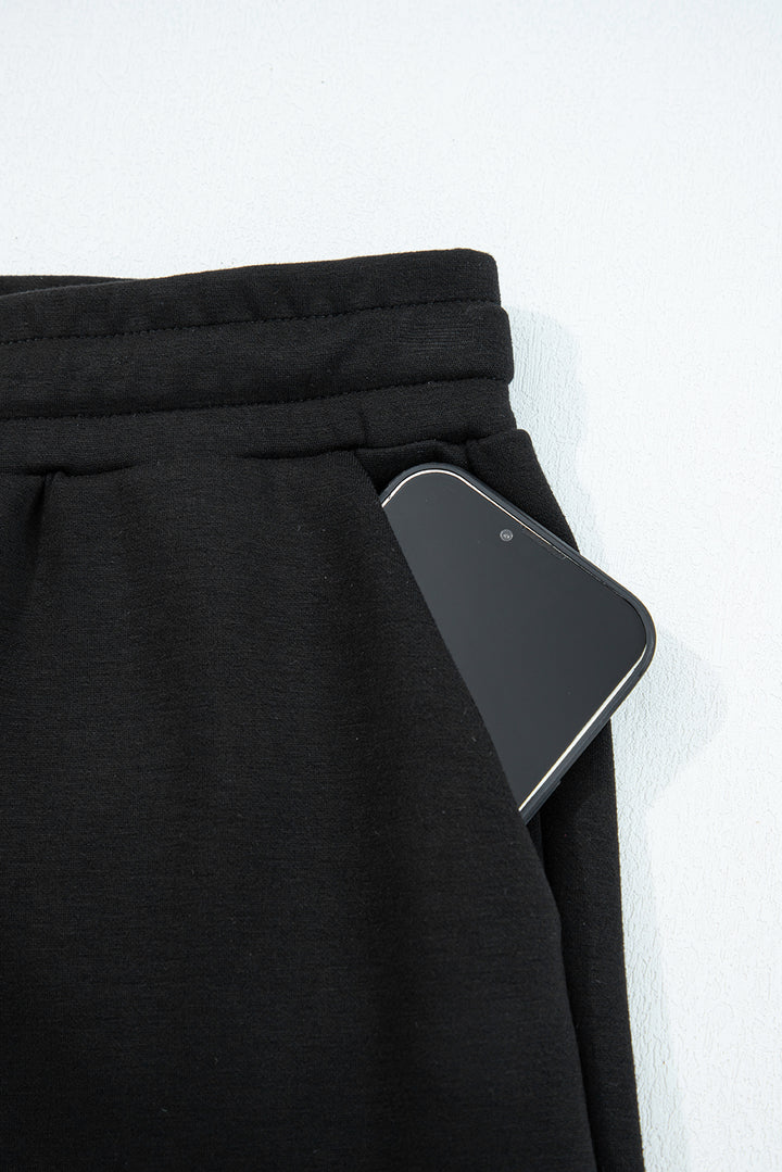 Zip Collar Long Sleeve Top Drawstring Pants Set