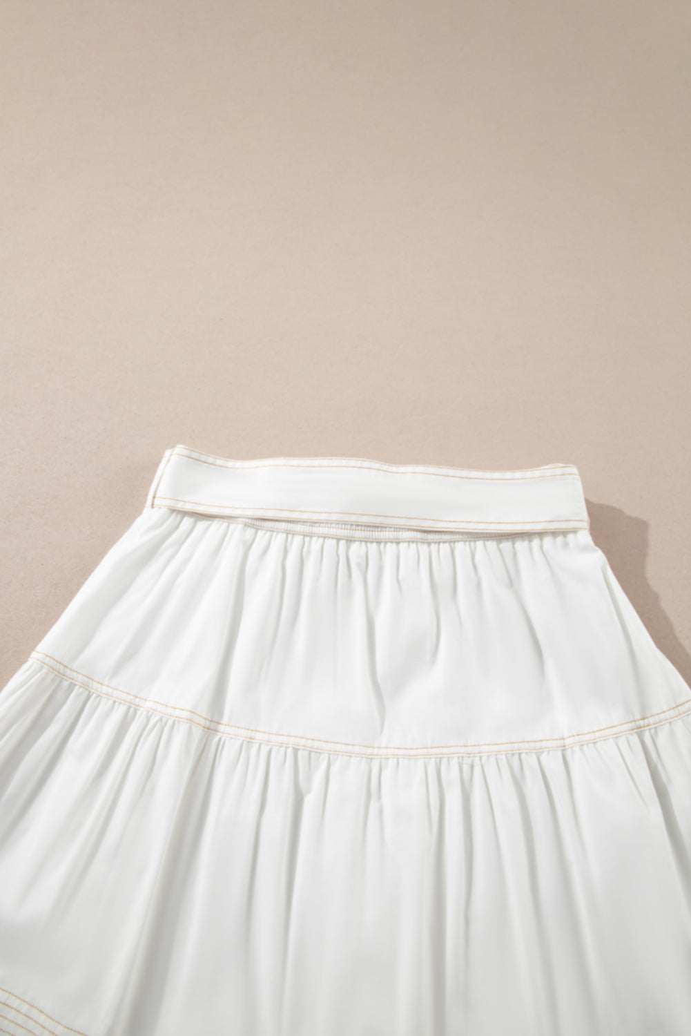 White Knot High Waist Casual Mini Skirt