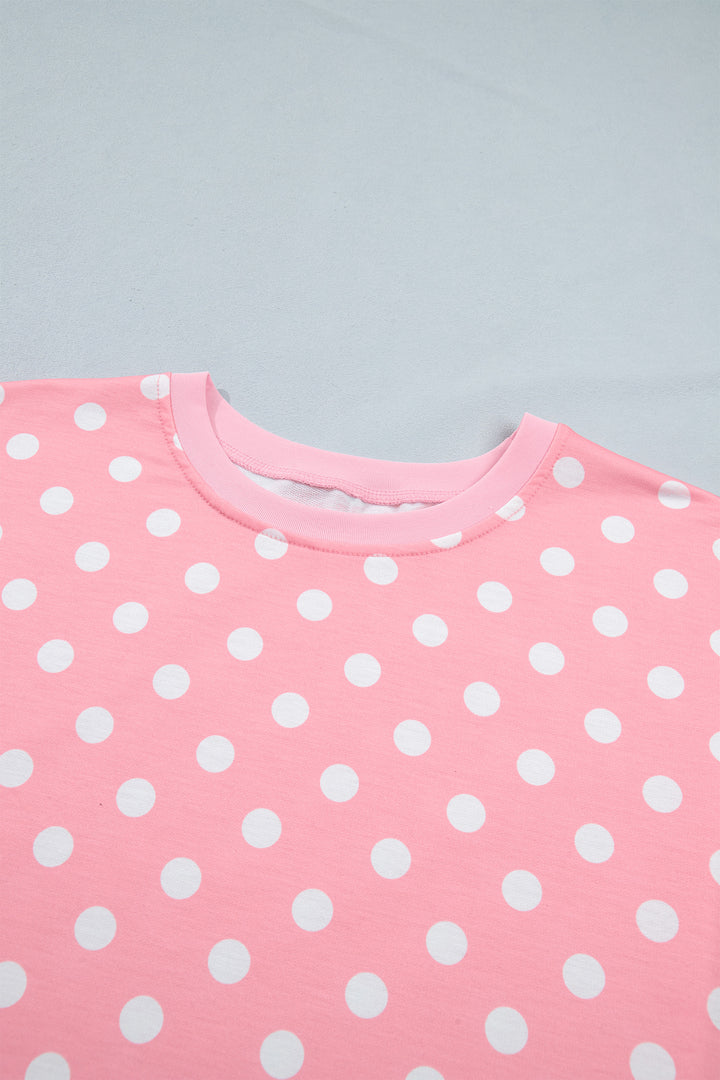 Polka Dot Oversized Top Drawstring Short Set