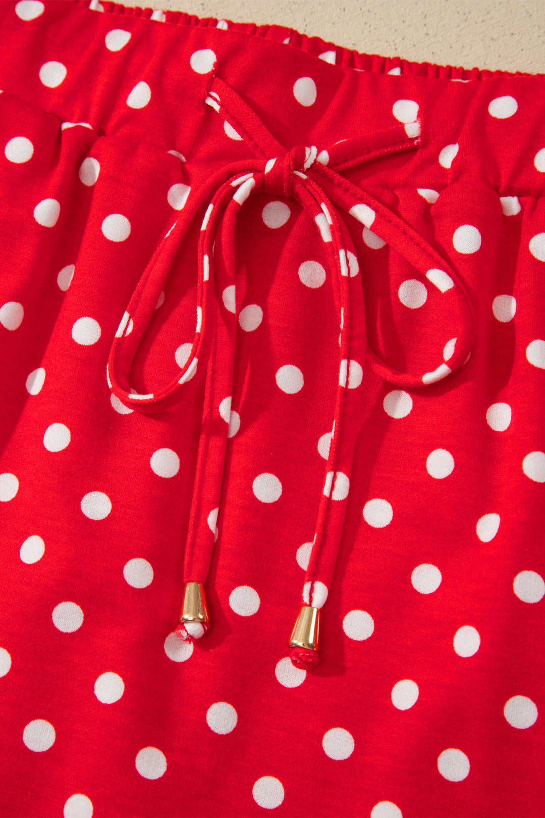 Polka Dot Drawstring Casual Mini Skort