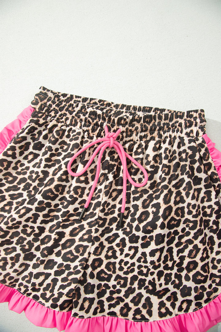 Polka Dot Contrast Ruffle Trim Shorts