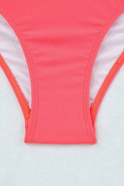 Pink Scalloped Sleeveless High Waisted Two Piece Swimsuit -