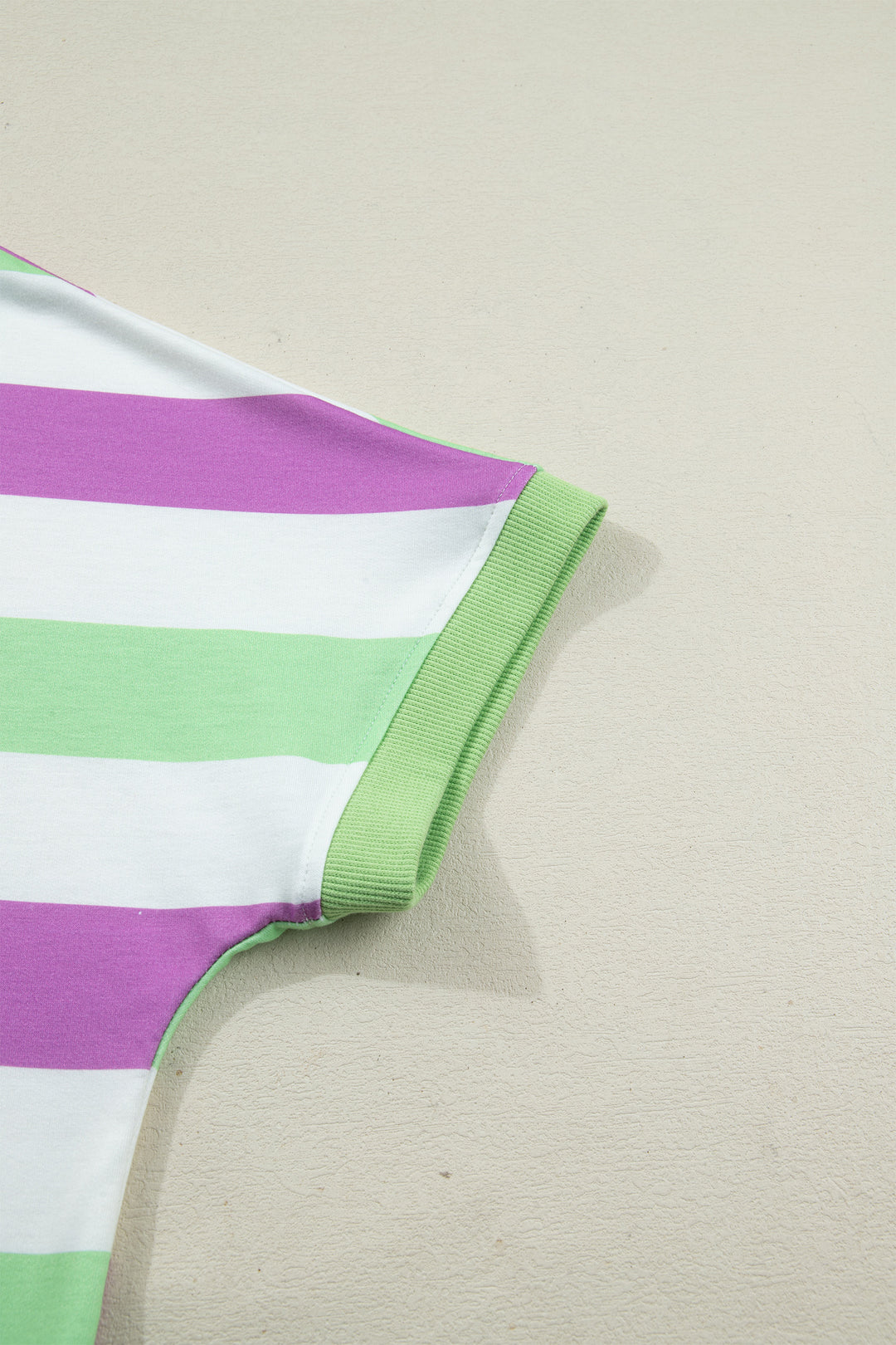 Green Stripe Lucky Clover Embroidered Graphic Dolman Loose Tee