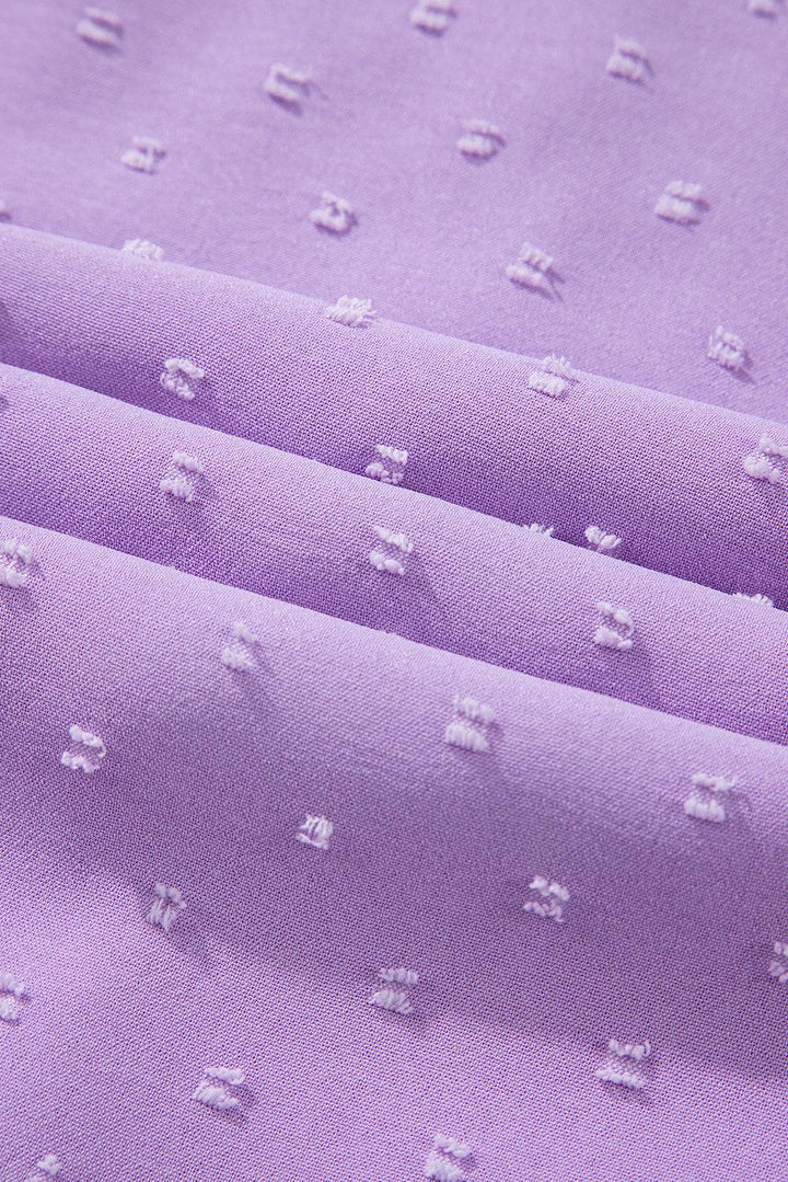 Wisteria Swiss Dot Smocked Frilled Neckline Short Sleeve Plus Size Dress