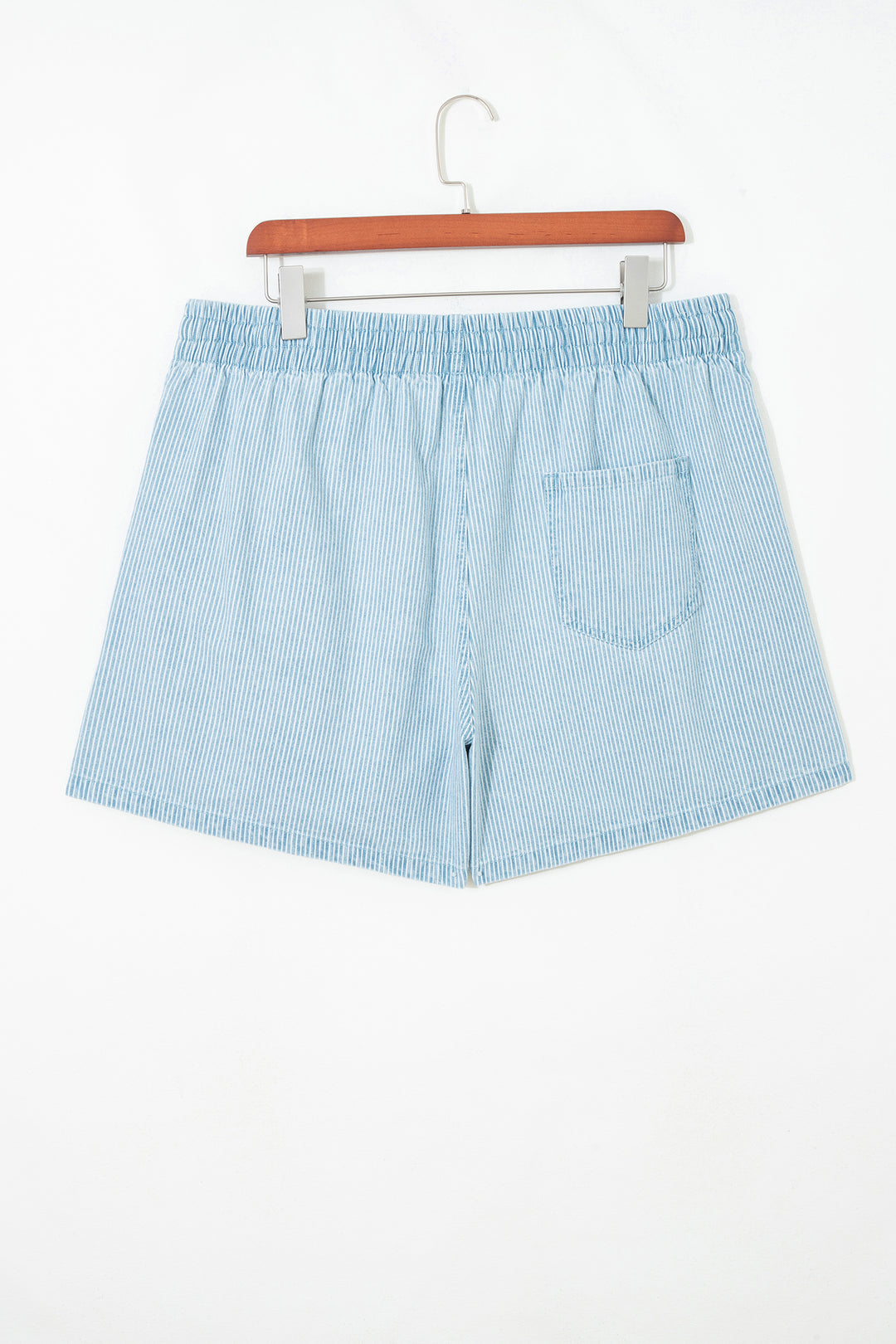 Stripe Plus Size Contrast Drawstring Elastic Waist Denim Shorts