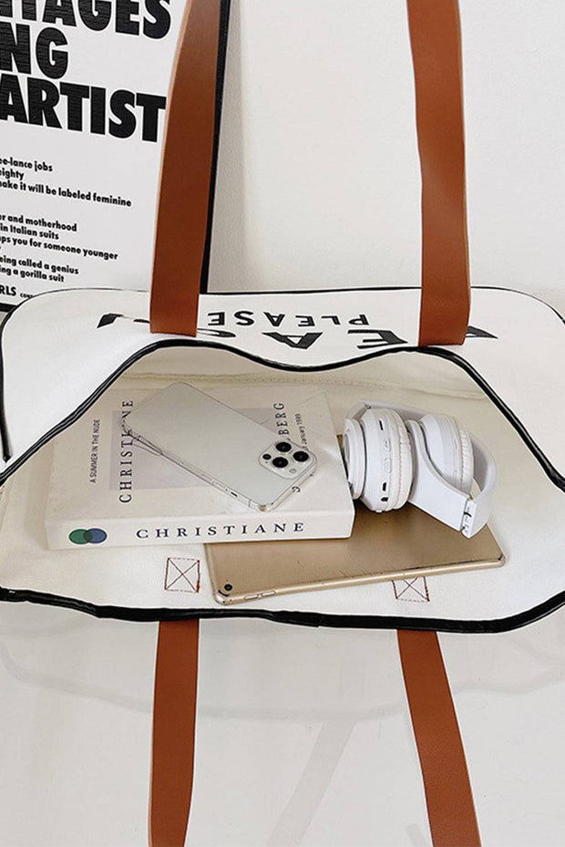 a white bag with a pair of white headphones in it