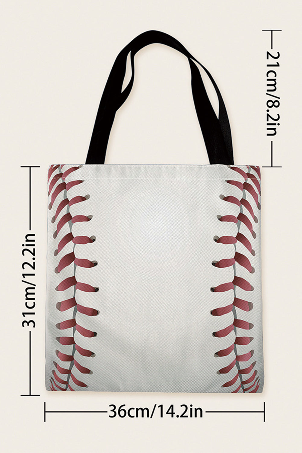 a bag with a baseball pattern on it