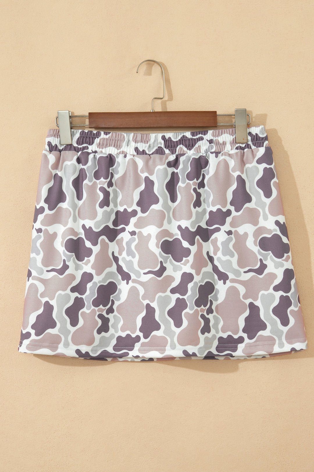 Abstract Camo Elastic Waist Drawstring Mini Skort