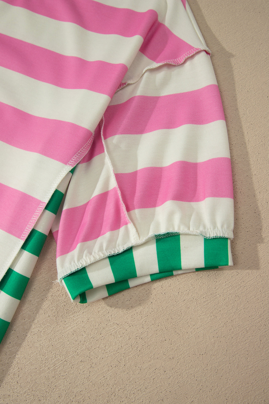 Stripe Exposed Seam Contrast Patchwork Oversized Top