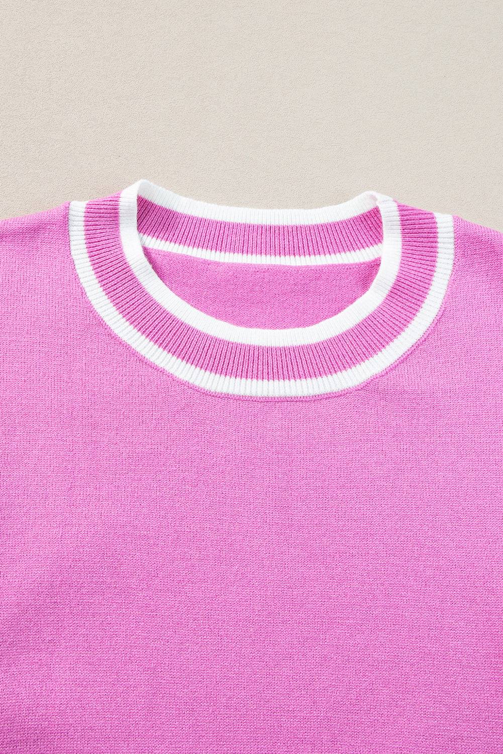 a close up of a pink shirt with white stripes