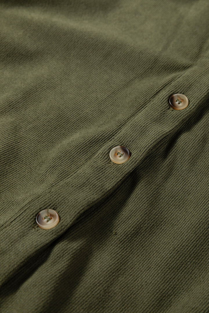 Corduroy Half Button Collared Long Sleeve Mini Dress