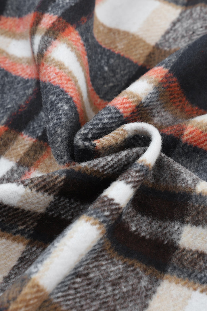 Geometric Plaid Print Pocketed Shacket