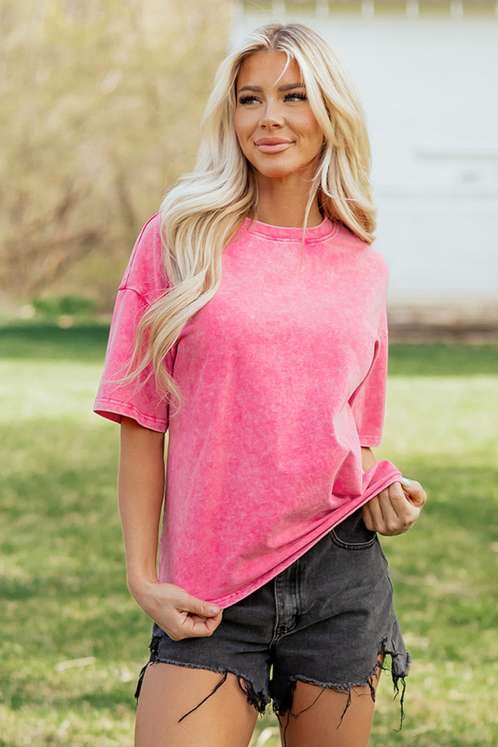 Solid Color Cotton Mineral Washed Oversize Tee