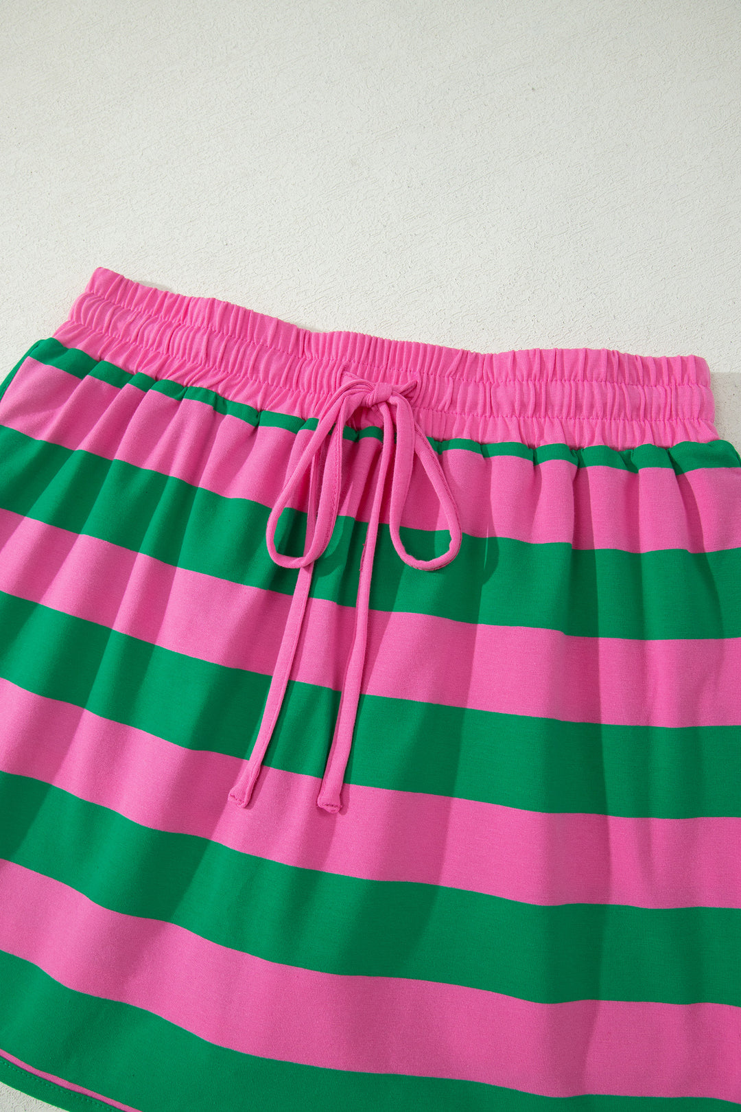 Stripe Dolman Tee Drawstring Skort Athletic 2pcs Set