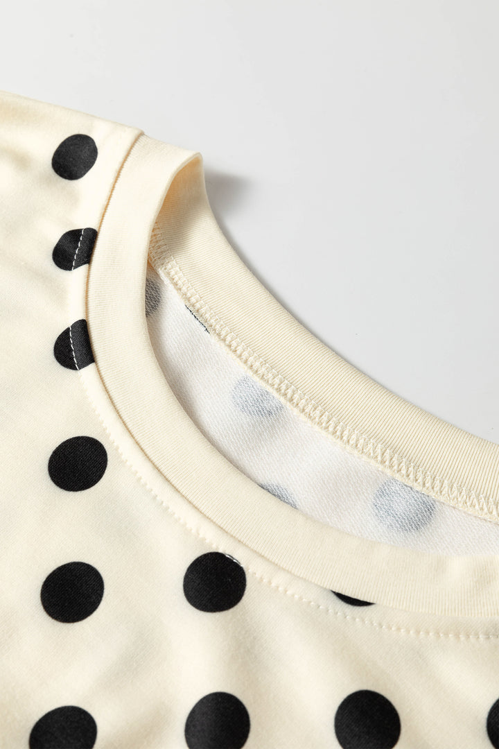 Polka Dot Oversized Top Drawstring Short Set