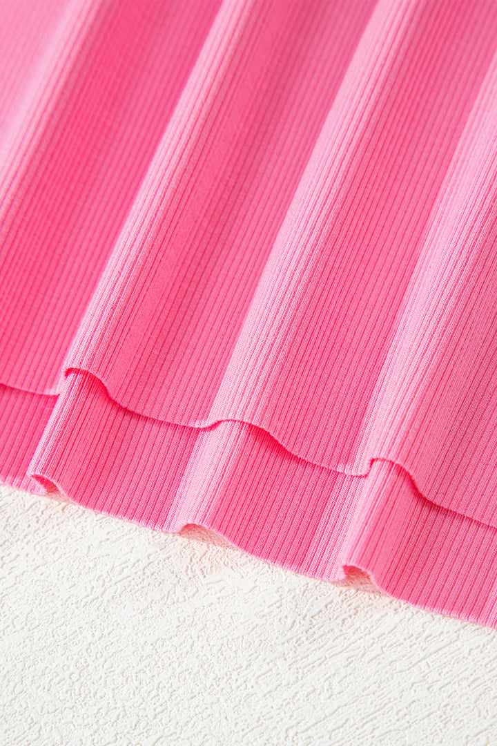 Sachet Pink Slim Ribbed Tank Top and Sweatpants Set