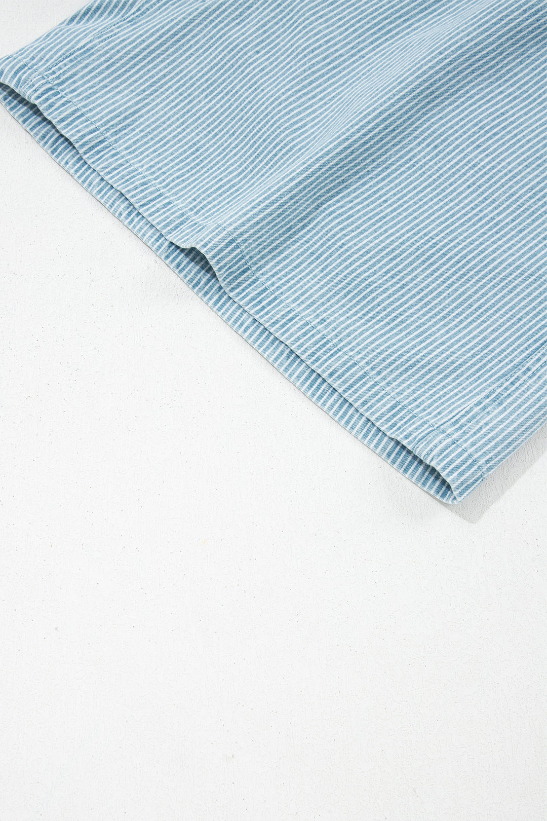 Stripe Plus Size Contrast Drawstring Elastic Waist Denim Shorts