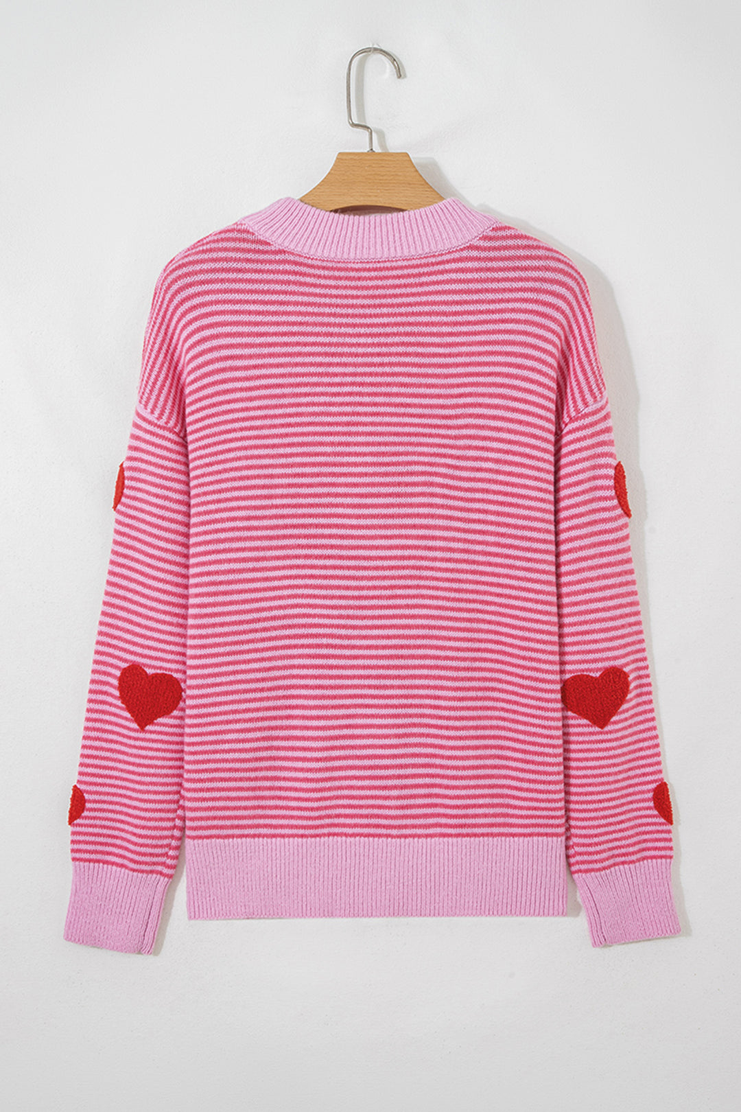 Stripe Contrast Heart Pattern Valentine Knit Sweater