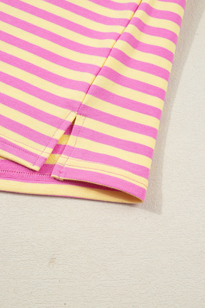 Stripe Drop Shoulder Boxy Casual Terry Short Set