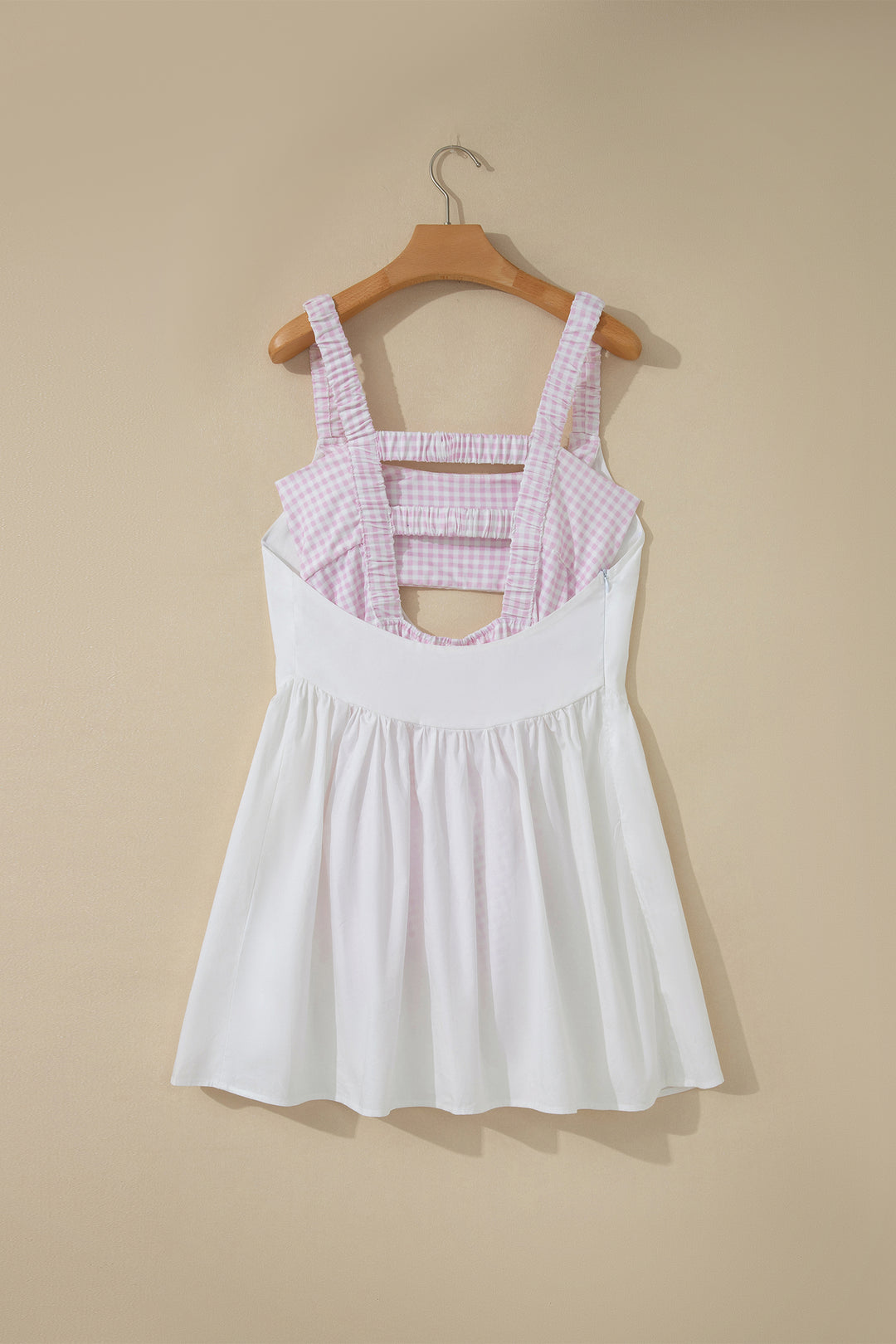 Two Piece Gingham Contrast Patchwork Loose Mini Dress