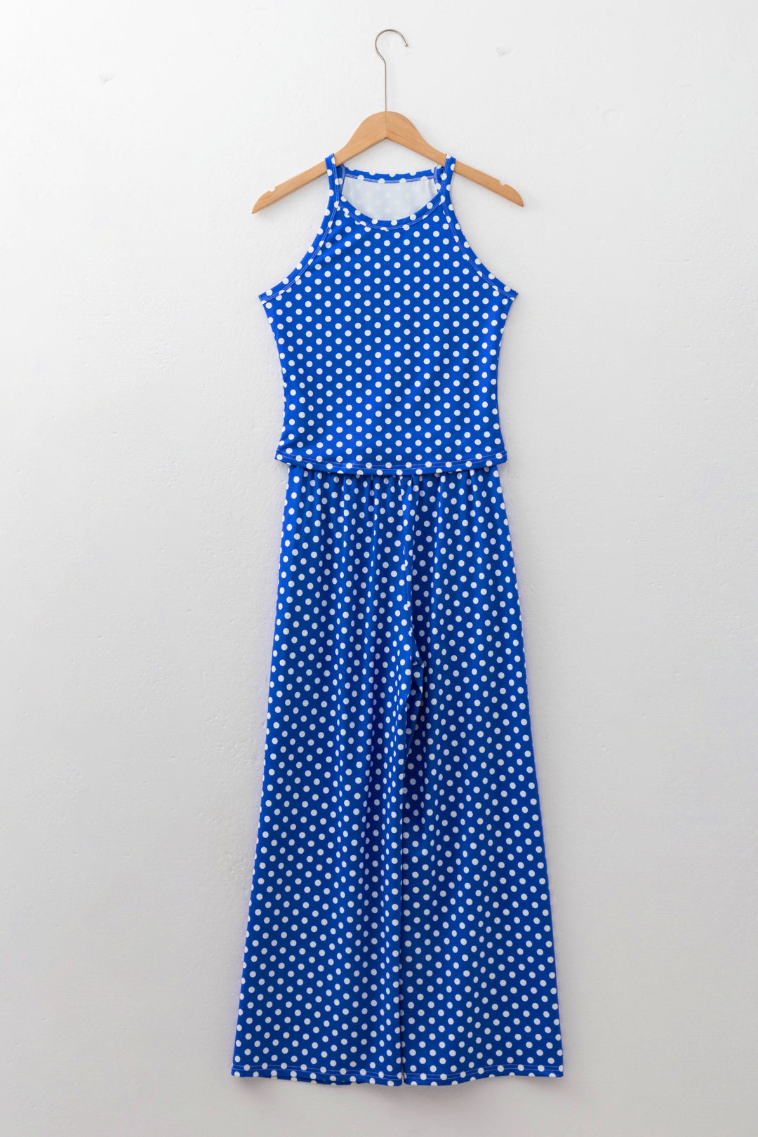 Polka Dot Print Slim Tank Loose Pants 2pcs Outfit