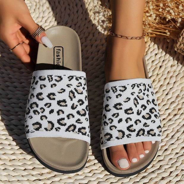 Leopard Open Toe Sandals - White / 35(US4)