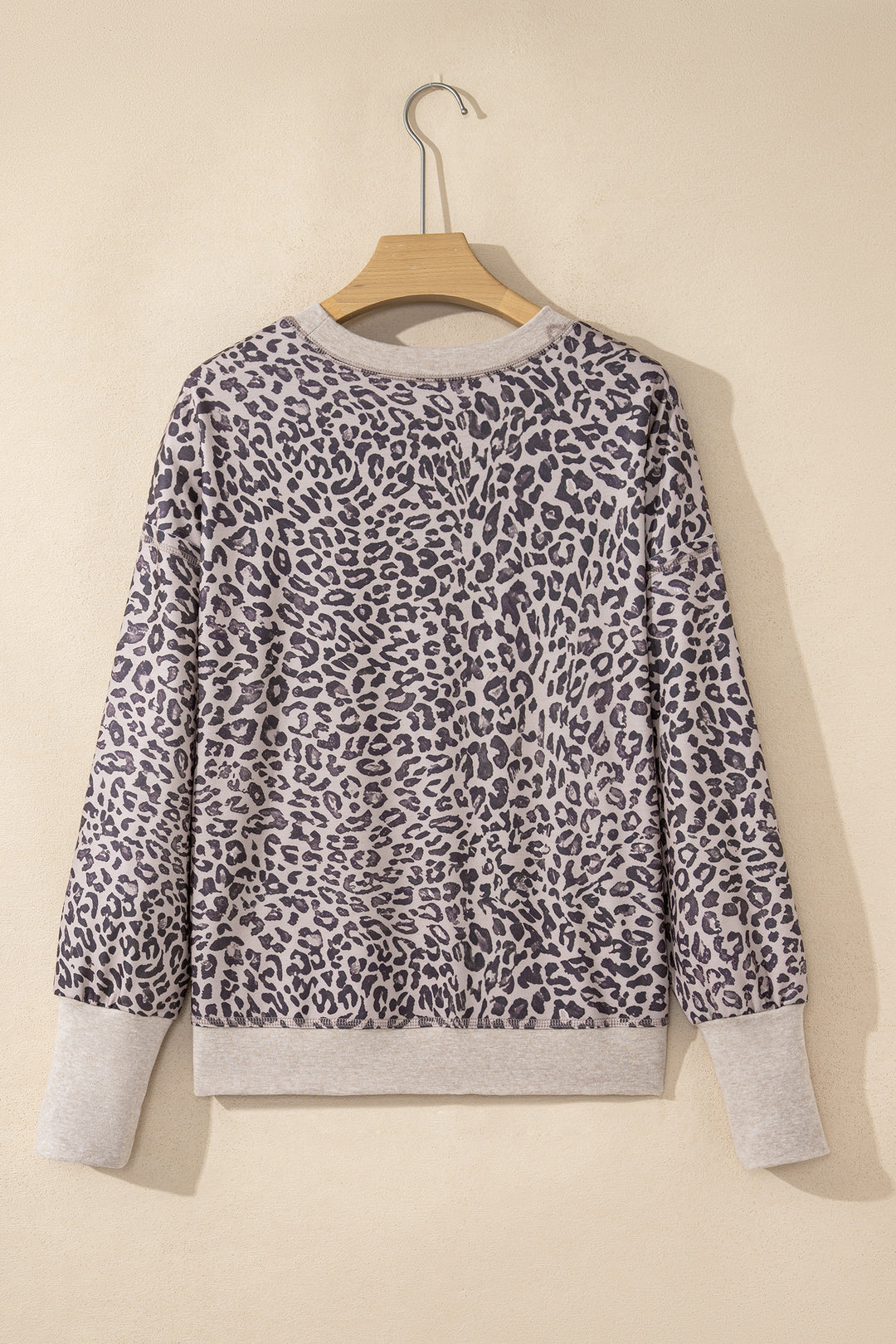 Leopard Print Patchwork Crew Neck Sweatshirt