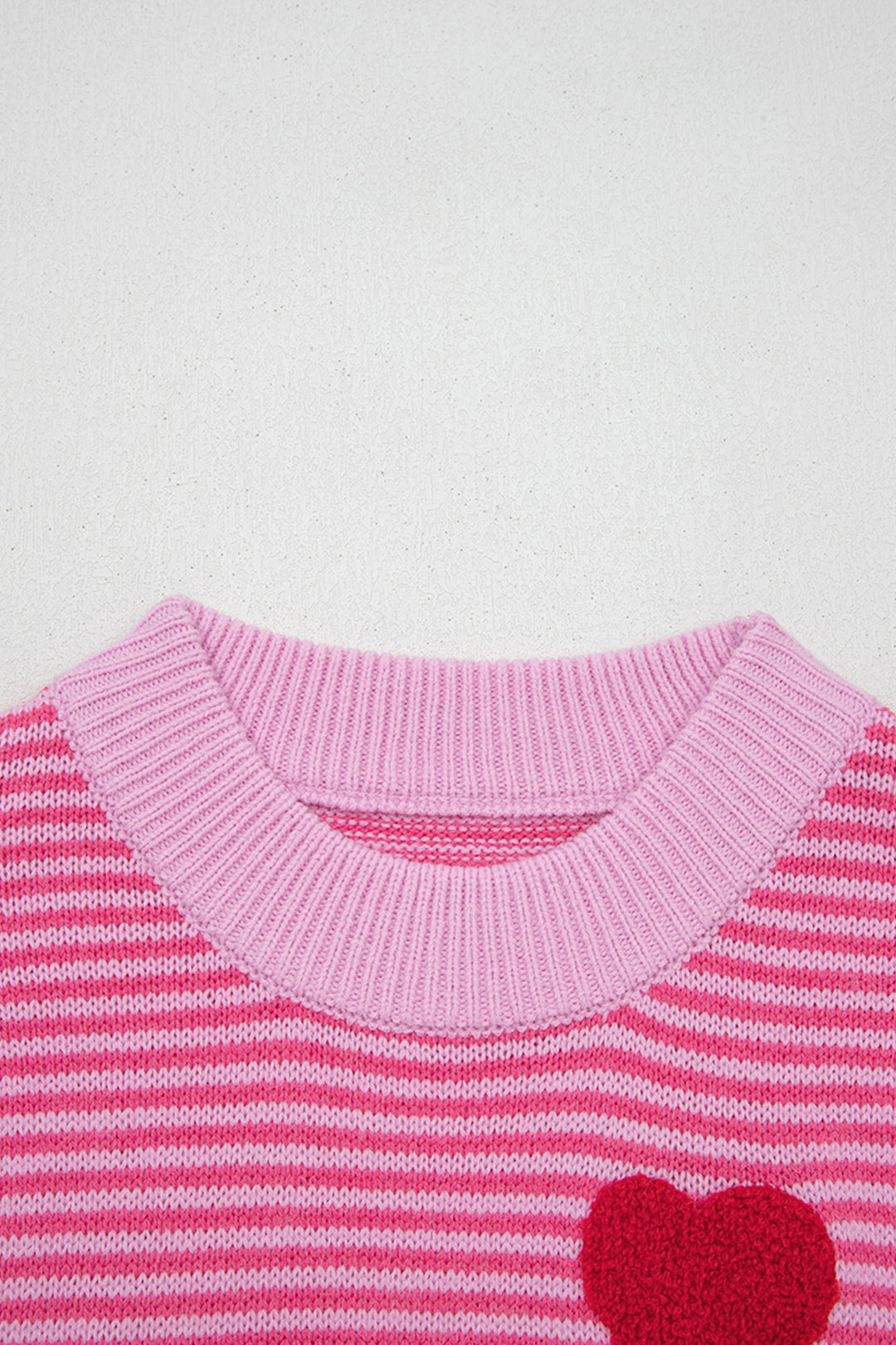 Stripe Contrast Heart Pattern Valentine Knit Sweater