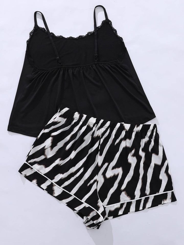 a pair of black and white zebra print shorts