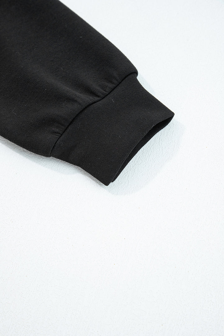 Zip Collar Long Sleeve Top Drawstring Pants Set