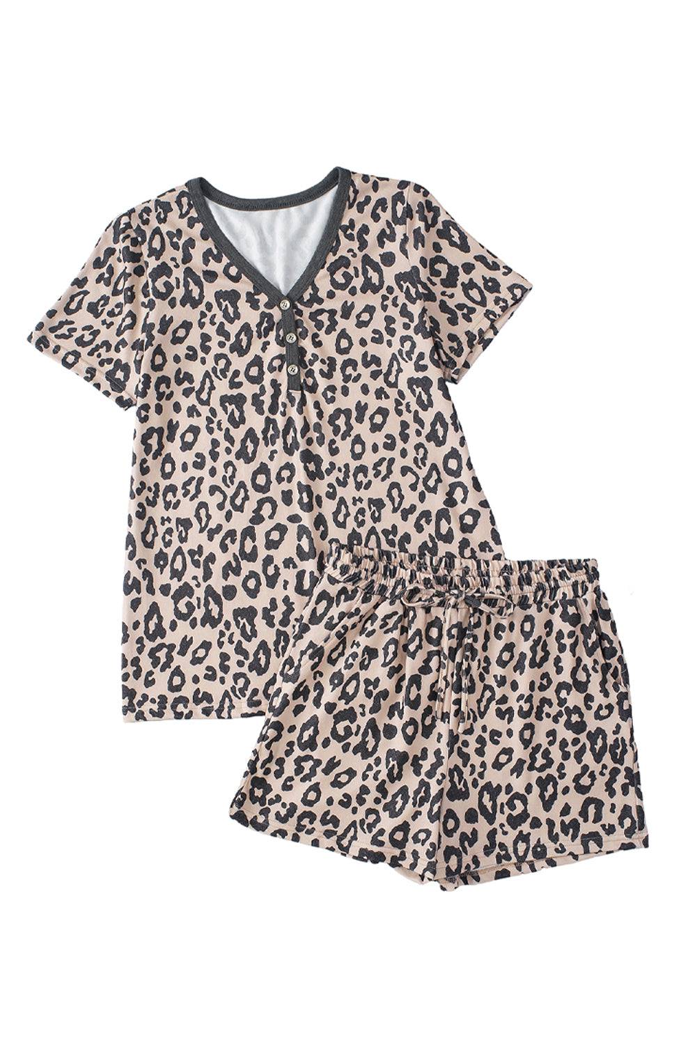 a women's pajamas set with a leopard print