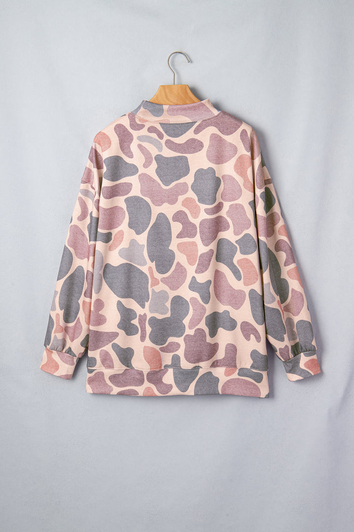 Multicolor Camo Print Howdy Western Style Pullover Sweatshirt