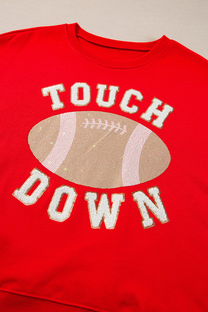 TOUCH DOWN Football Graphic Pullover Sweatshirt