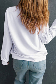 White Mardi Gras Sequined Graphic Drop Shoulder Sweatshirt -
